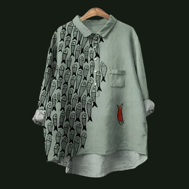 Ella | Stylish Retro Fish Pattern Top