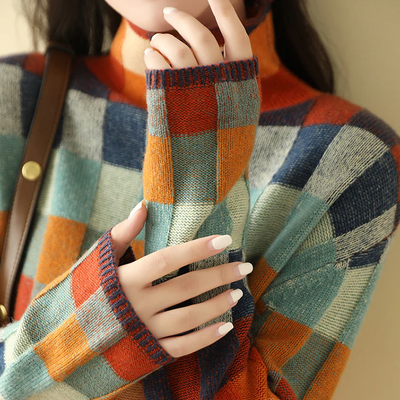 Sophia | Cozy Cashmere Patchwork Turtleneck