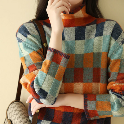 Sophia | Cozy Cashmere Patchwork Turtleneck