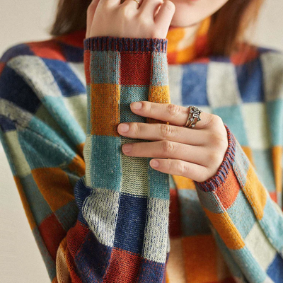 Sophia | Cozy Cashmere Patchwork Turtleneck