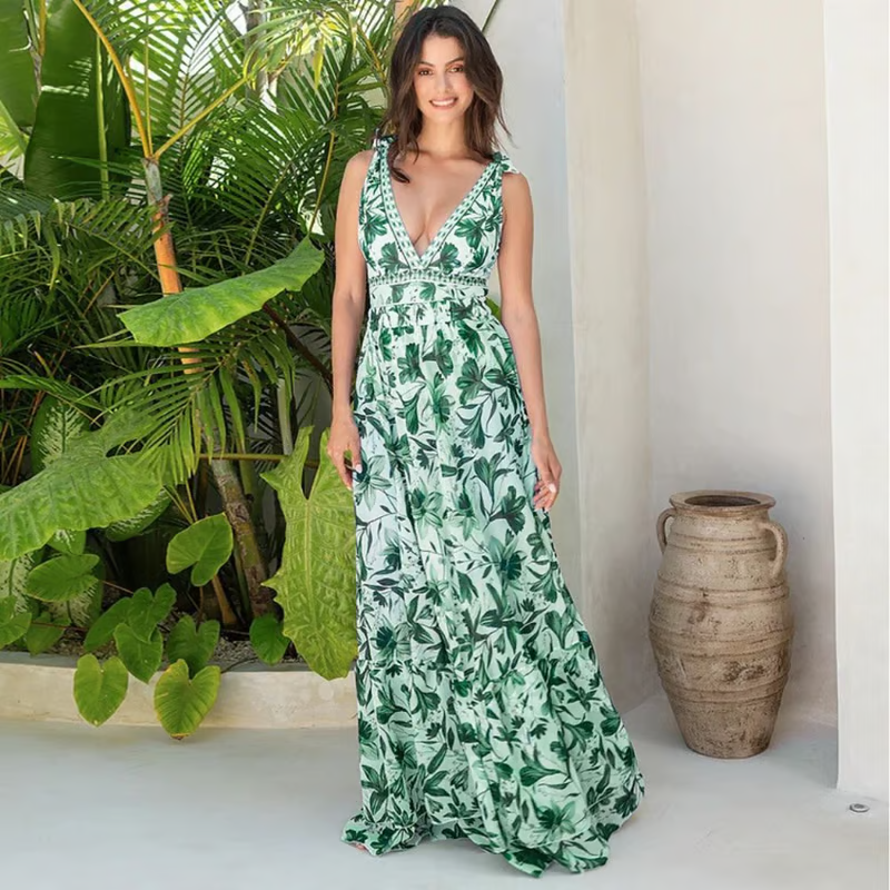 Sophia | Chic Floral V Neck One-Piece Swimsuit Set