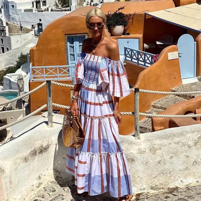 Seraphina | Luxury Mexican Print Off-Shoulder Maxi Dress