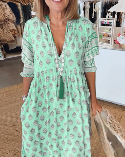 Peyton | Long Lantern Sleeve Bohemian Dress