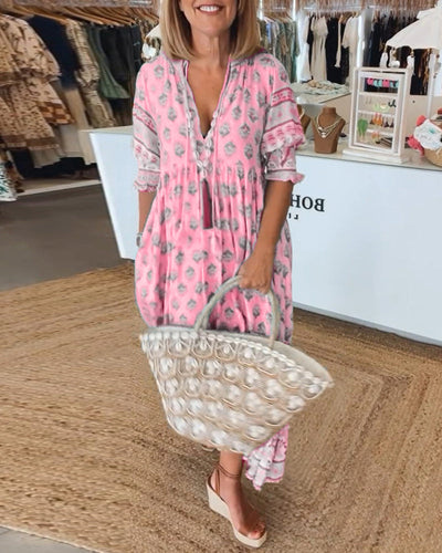 Peyton | Long Lantern Sleeve Bohemian Dress