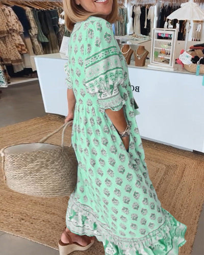 Peyton | Long Lantern Sleeve Bohemian Dress