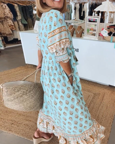 Peyton | Long Lantern Sleeve Bohemian Dress