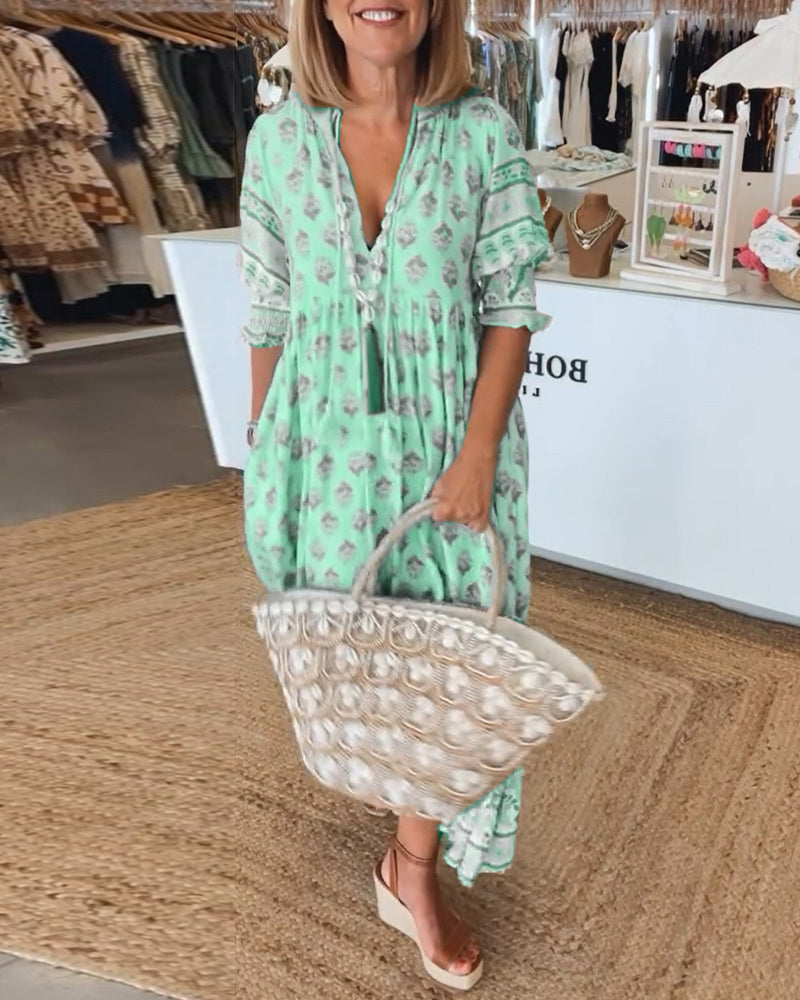 Peyton | Long Lantern Sleeve Bohemian Dress