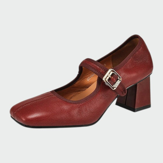 Kate - Block-Heel Buckle Mary Jane Shoes