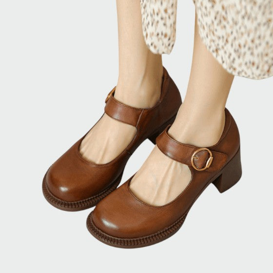 Elisa - Chunky-Heel Buckle Mary Jane Shoes