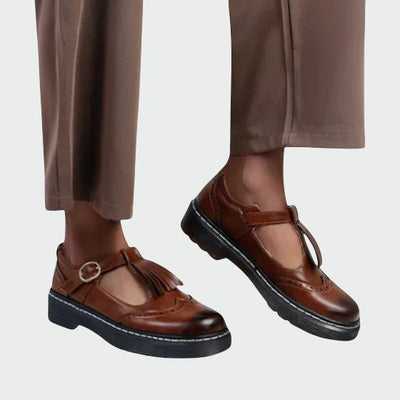 Kate - Elegante T-Bar Leather Shoes