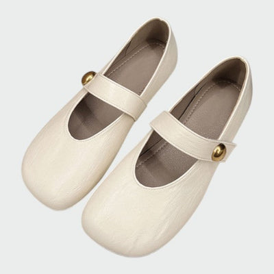 Ella - Round-Toe Button Mary Jane Shoes
