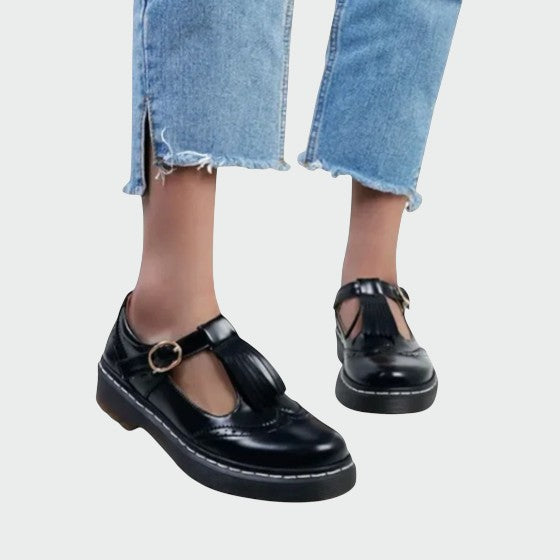 Kate - Elegante T-Bar Leather Shoes