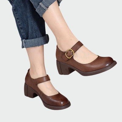 Elisa - Chunky-Heel Buckle Mary Jane Shoes
