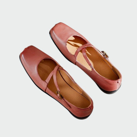Kate - Square-Toe Cross-Strap Mary Jane Shoes