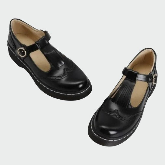 Kate - Elegante T-Bar Leather Shoes