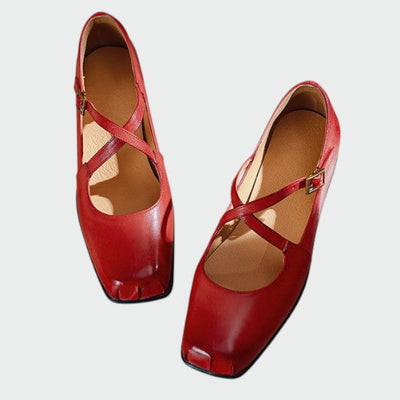 Kate - Square-Toe Cross-Strap Mary Jane Shoes