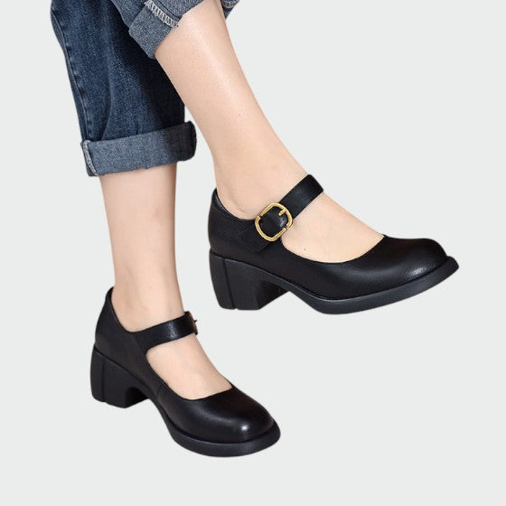 Elisa - Chunky-Heel Buckle Mary Jane Shoes