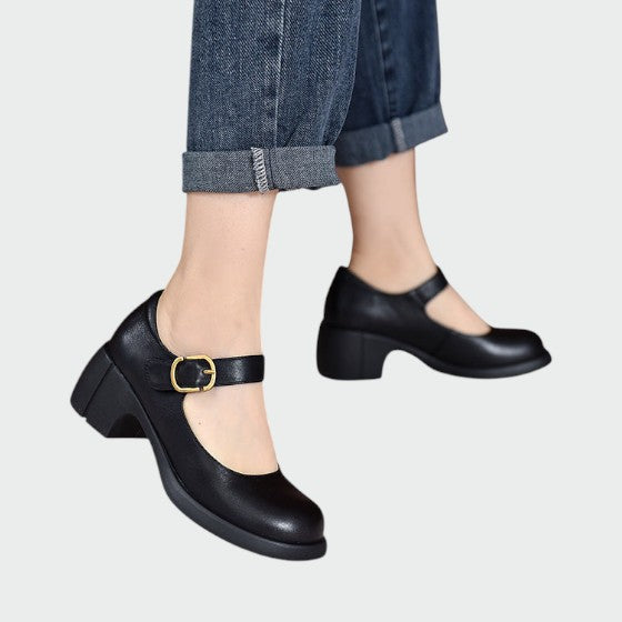 Elisa - Chunky-Heel Buckle Mary Jane Shoes