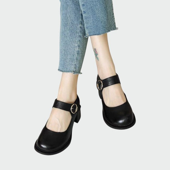 Elisa - Chunky-Heel Buckle Mary Jane Shoes