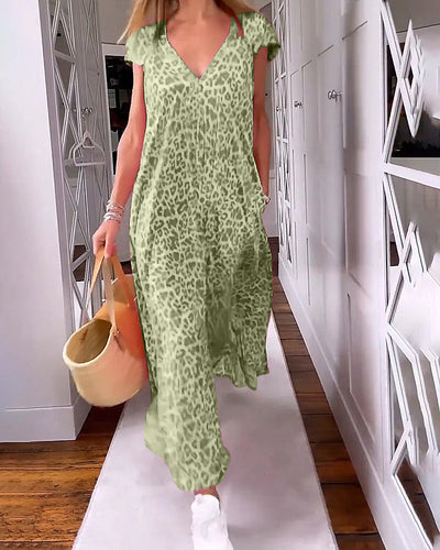 Madison | Chic Printed V-Neck Maxi Dress
