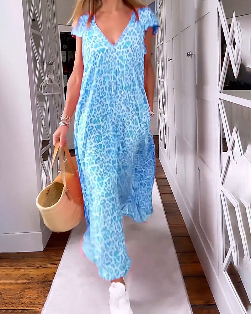 Madison | Chic Printed V-Neck Maxi Dress