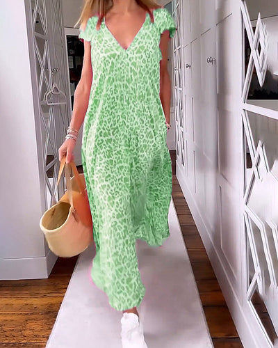 Madison | Chic Printed V-Neck Maxi Dress
