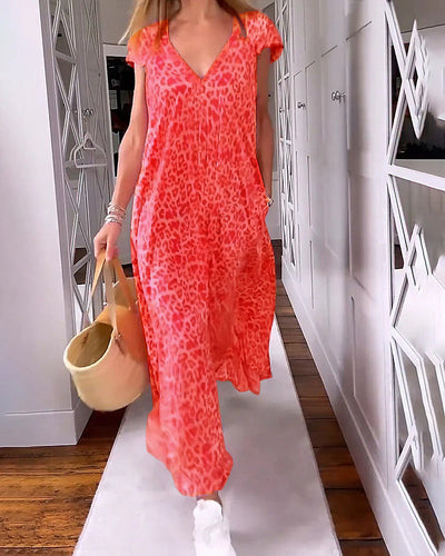 Madison | Chic Printed V-Neck Maxi Dress