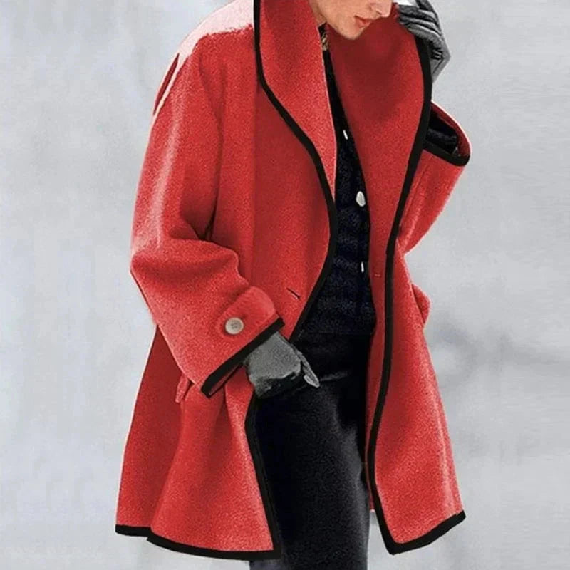 Casey | Contrast Trim Wool Coat
