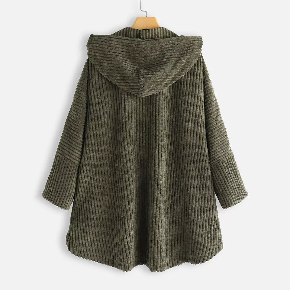 Aria | Cozy Ribbed Hooded Jacket