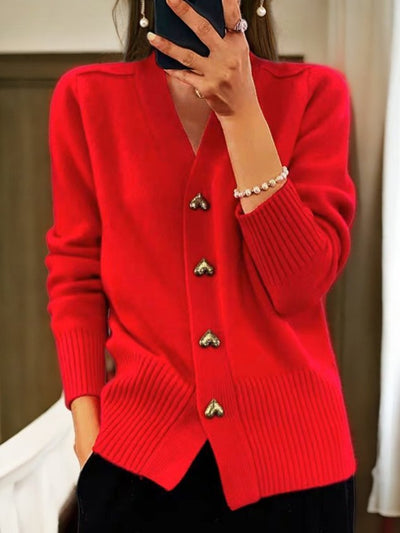 Armelle | Elegant Heart Button Cardigan