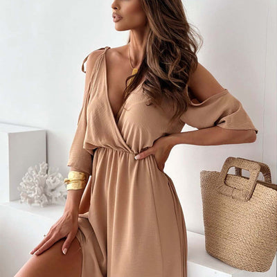 Billie | Trendy Slit Skirt V-Neck Maxi Dress